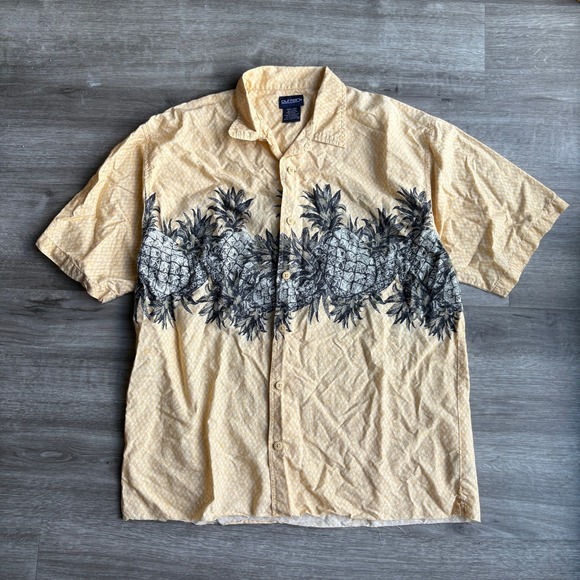 Puritan Pineapple Print Button Up Short Sleeve Tropical Shirt Mens L‎ - Picture 1 of 2